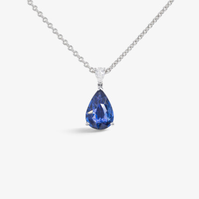 Collier Absolu or blanc, saphir & diamants