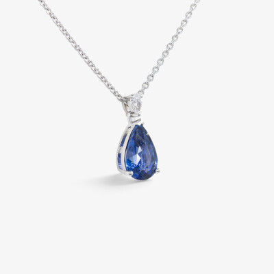 Collier Absolu or blanc, saphir & diamants