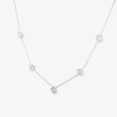 Collier Dame de Trèfle or blanc & diamants