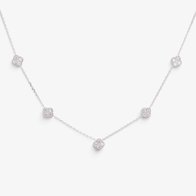 Collier Dame de Trèfle or blanc & diamants