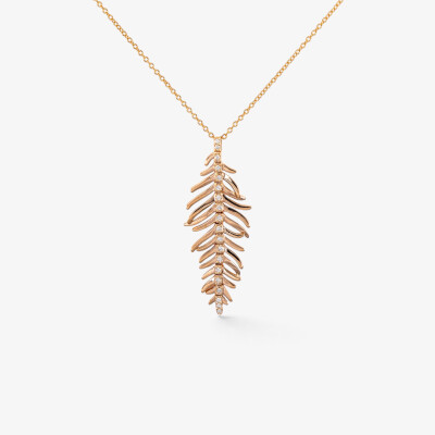 Collier Plume or rose & diamants
