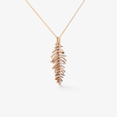 Collier Plume or rose & diamants
