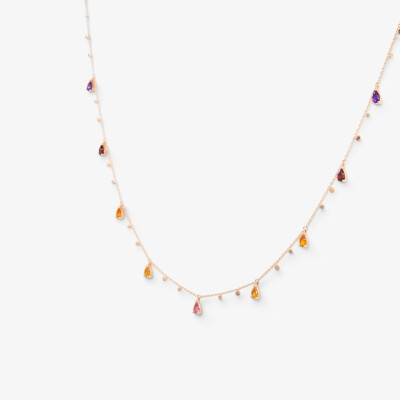 Collier India or rose & pierres fines