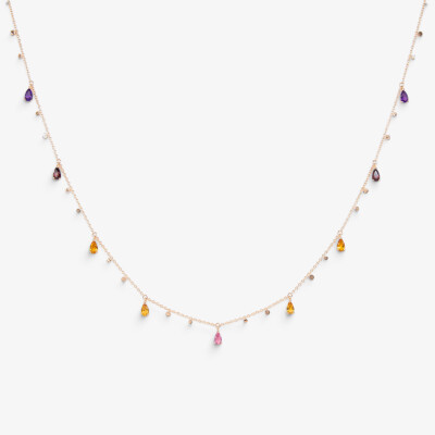 Collier India or rose & pierres fines