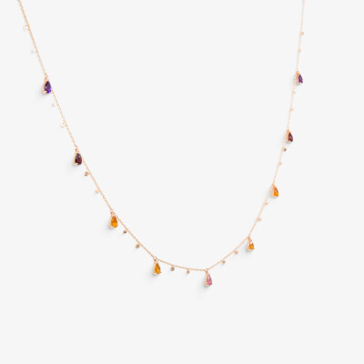 Collier India or rose & pierres fines