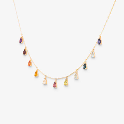 Collier India or jaune & pierres fines