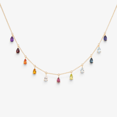 Collier India or jaune & pierres fines