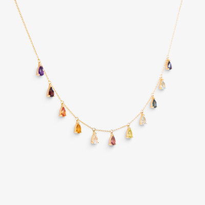 Collier India or jaune & pierres fines