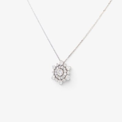 Collier Flocon or blanc & diamants
