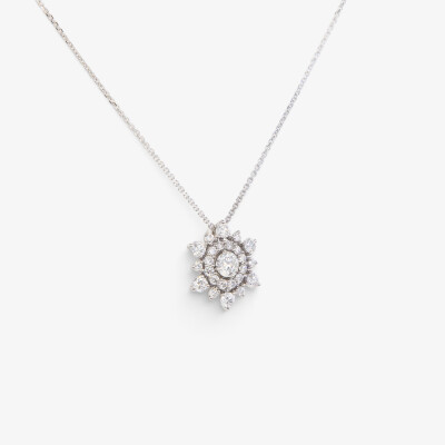 Collier Flocon or blanc & diamants