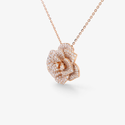 Collier Rosalba or rose & diamants