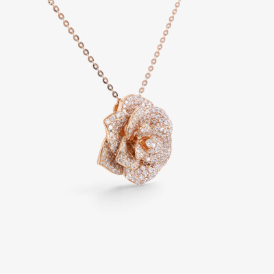 Collier Rosalba or rose & diamants