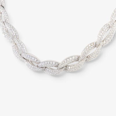Collier Sparkles or blanc & diamants
