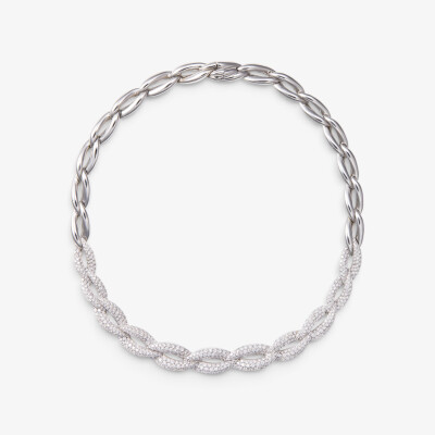 Collier Sparkles or blanc & diamants
