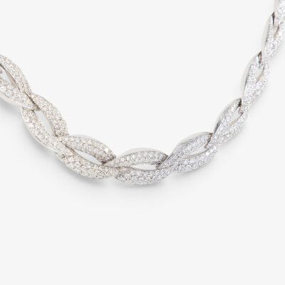 Collier Sparkles or blanc & diamants