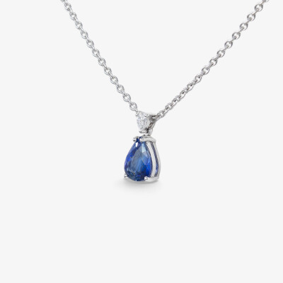 Collier Absolu or blanc , saphir & diamant