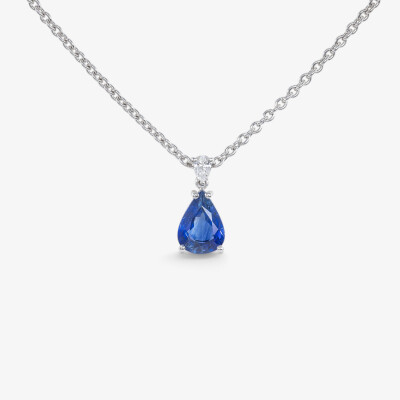 Collier Absolu or blanc , saphir & diamant