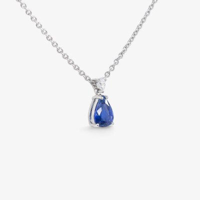 Collier Absolu or blanc , saphir & diamant