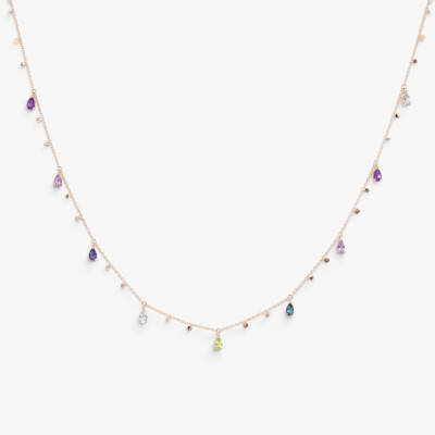 Collier India or rose & pierres fines
