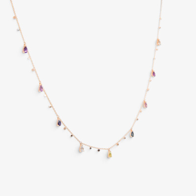 Collier India or rose & pierres fines