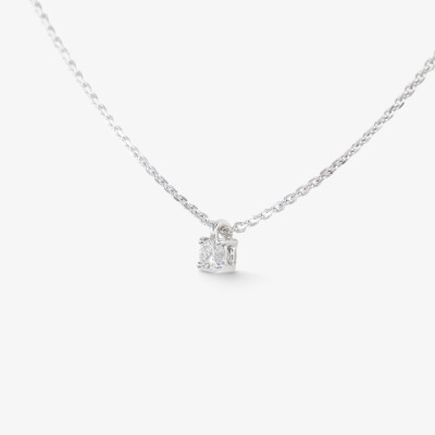 Collier Halo or blanc & diamants