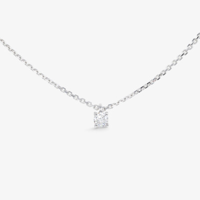 Collier Halo or blanc & diamants