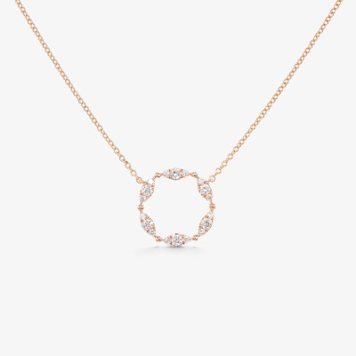 Collier Provence or rose & diamants