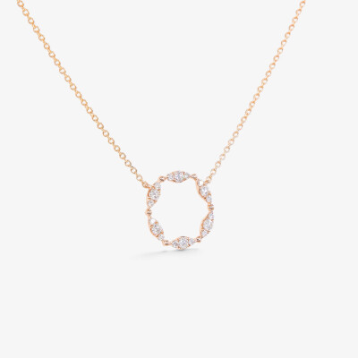 Collier Provence or rose & diamants
