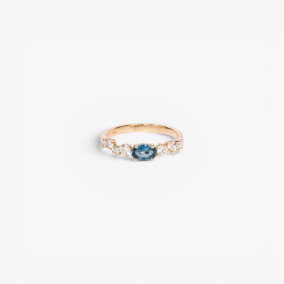 Bague Babylone or rose, topaze & diamants