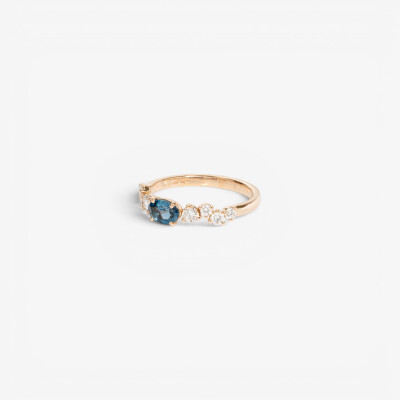 Bague Babylone or rose, topaze & diamants
