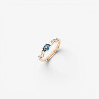 Bague Babylone or rose, topaze & diamants