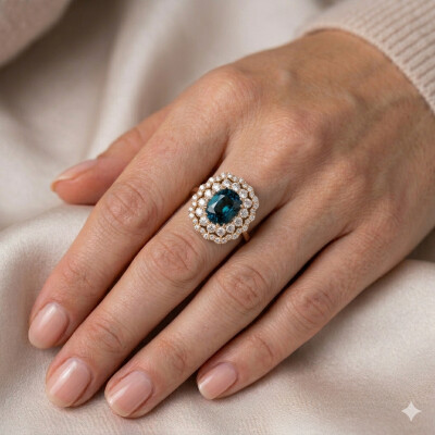 Bague Chambord or rose, topaze & diamants