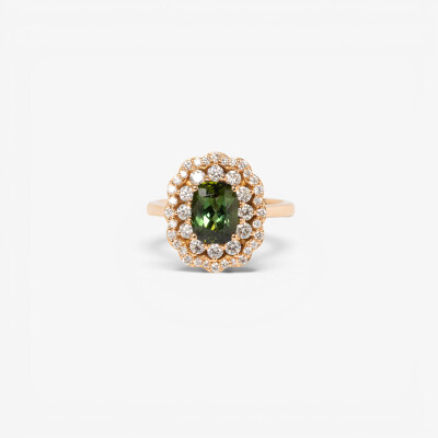 Bague Chambord or rose, tourmaline & diamants
