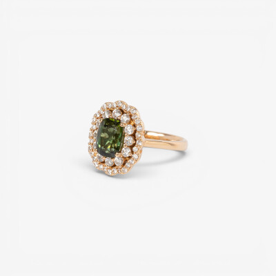 Bague Chambord or rose, tourmaline & diamants