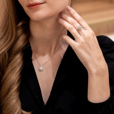 Bague Flocon or blanc & diamants