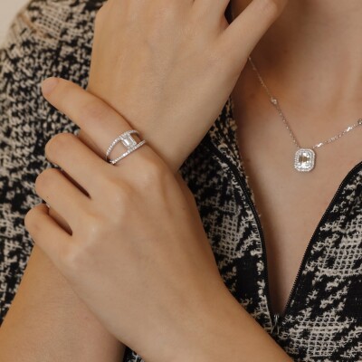 Bague Jazz or blanc & diamants