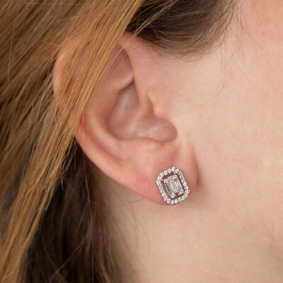 Puces Jazz or blanc & diamants