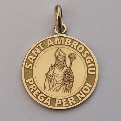 Médaille Sant Ambrosgiu Mariotti en or jaune, 18 mm
