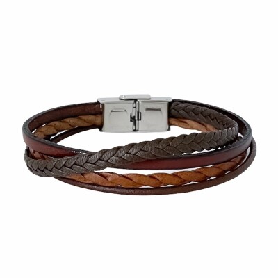 Bracelet Elden Paris EDGAR multi cuirs et acier