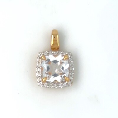 Pendentif en or jaune 750/1000 et topazes blanches