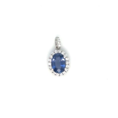Pendentif en or blanc 750/1000, saphir et diamants