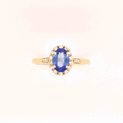 Bague ma Petite colombe bleue saphir ceylan et diamants