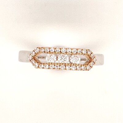 Bague en or blanc et rose et diamants
