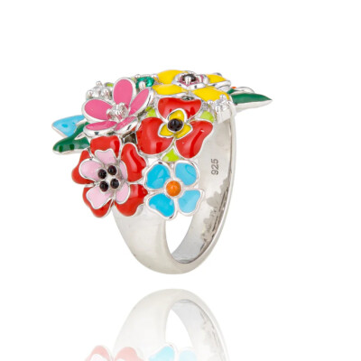 Bague madeira en argent et émaux