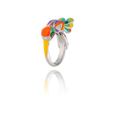 Bague Colibri en argent et émaux