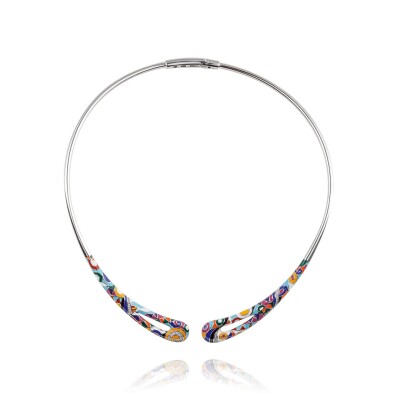 Collier rigide Marina en argent et émaux