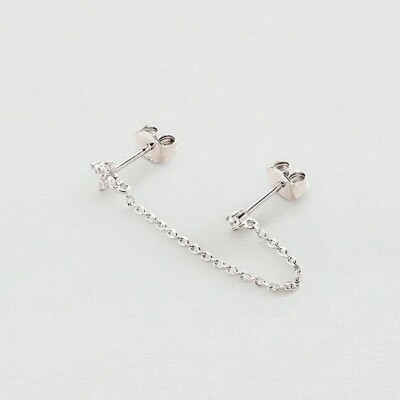 Mono Boucle d'oreille Agatha Beloved en argent rhodié