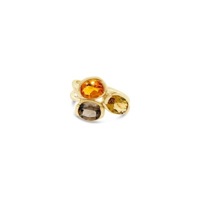 Bague Gringoire Joaillerie intemporelles  en or jaune, quartz et citrine