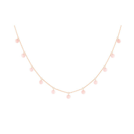 Collier La Brune & La Blonde Polka en or rose et opale rose, 42cm