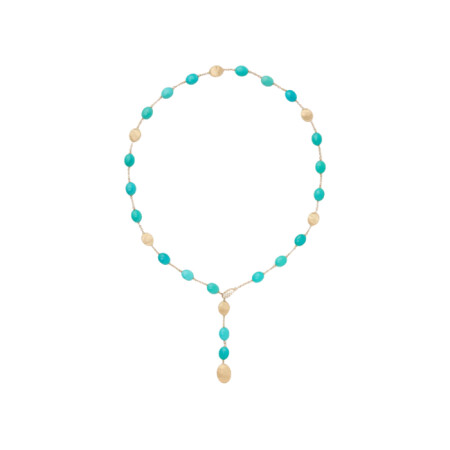 Collier cravate Marco Bicego Jaipur Link en or jaune, turquoises et diamants